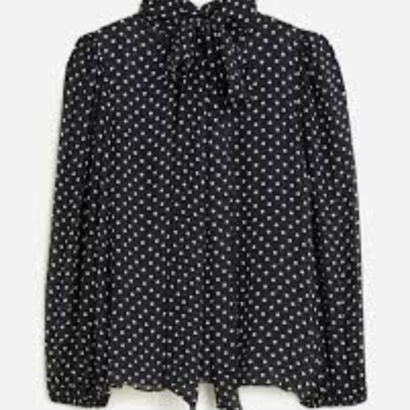 J.Crew Puff-Sleeve Neck-Tie Chiffon Top – Size XL - 0114 - Picture 1 of 10